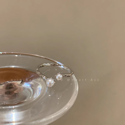 珍珠蝴蝶可調式戒指