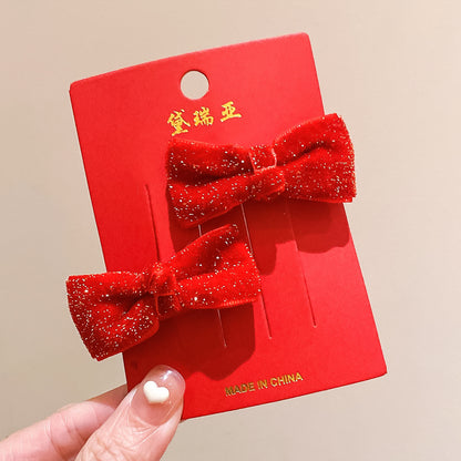 絨面蝴蝶結復古髮夾－細節特寫93｜https://igowo.tw/
