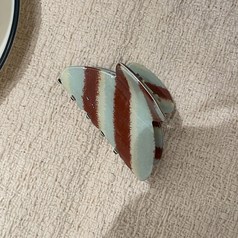 醋酸板材格紋鯊魚夾