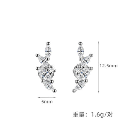 S925 不規則幾何馬眼鋯石螺絲擰扣耳釘女時尚百搭養耳洞潮耳飾