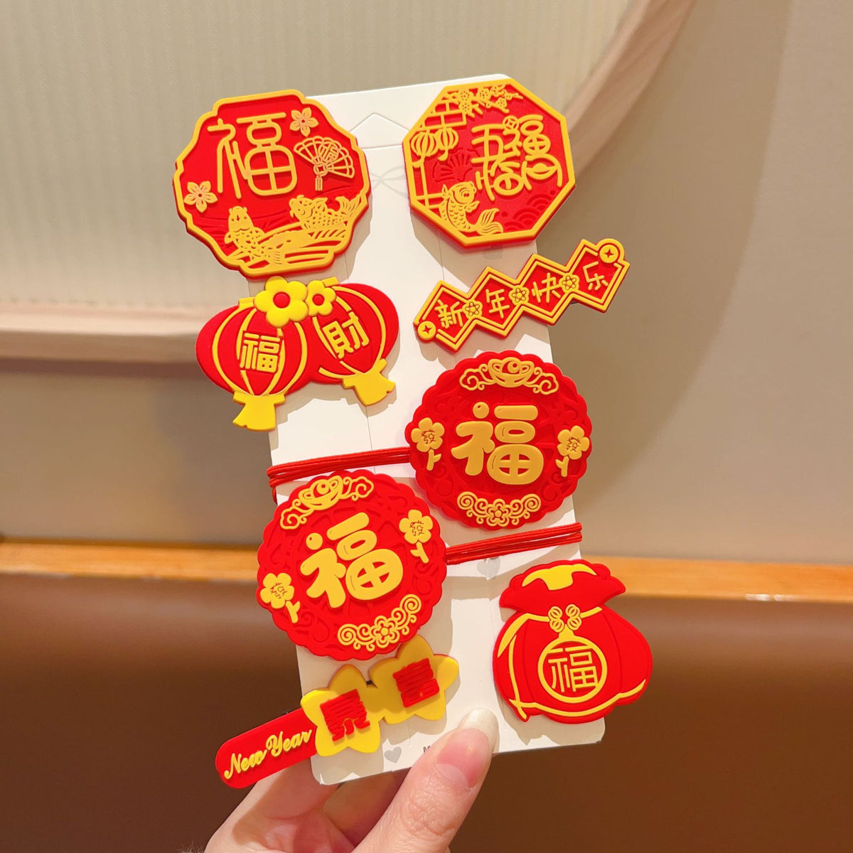 紅色簡約髮夾
