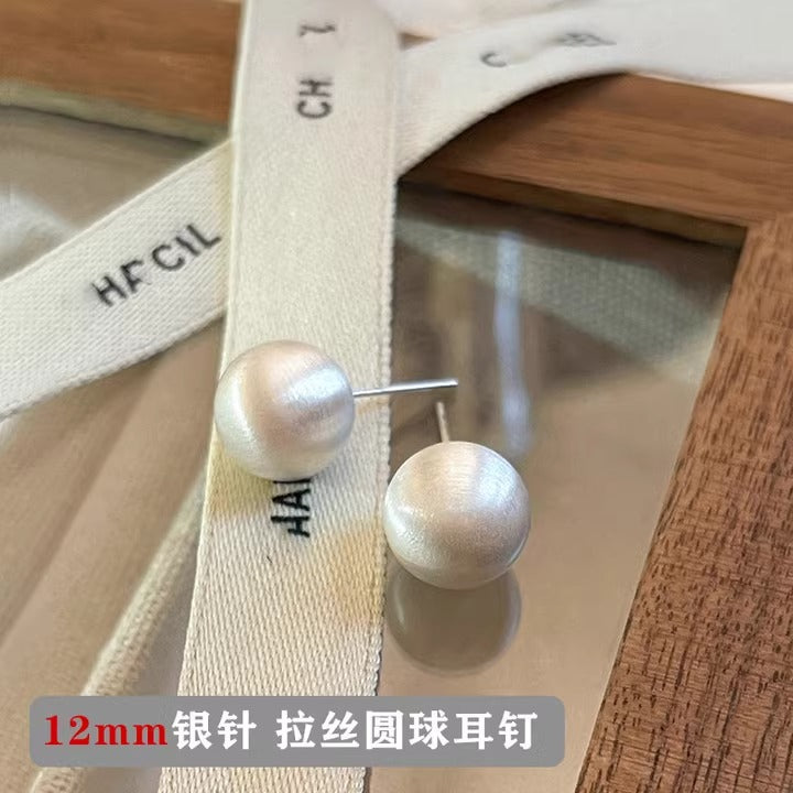 圓珠拉絲復古耳釘