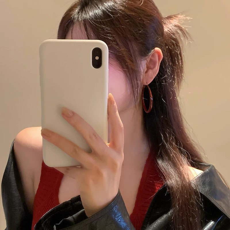復古紅素圈耳環－紅4CM款實拍｜https://igowo.tw/