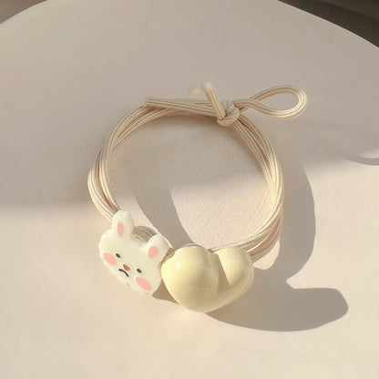 棕色簡約髮圈－米色兔頭款細節4｜https://igowo.tw/
