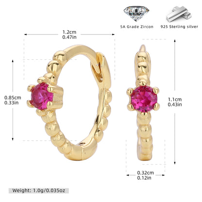 S925 耳環珠邊單彩鋯耳扣耳飾多色小眾輕奢百搭飾品
