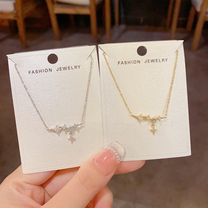 鋯石星星流蘇簡約項鍊－商品主圖｜https://igowo.tw/