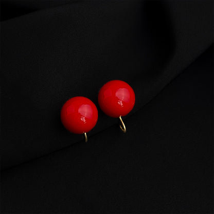 紅色琺瑯復古耳夾－細節特寫4｜https://igowo.tw/