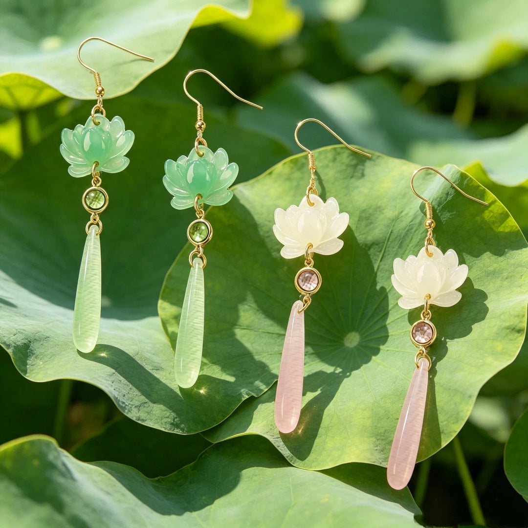 花朵水滴復古簡約耳環－第二視角實拍｜https://igowo.tw/