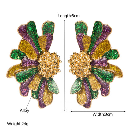 琺瑯金屬花朵復古耳環－藍色款實拍｜https://igowo.tw/