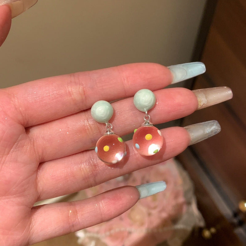 透明圓珠耳釘