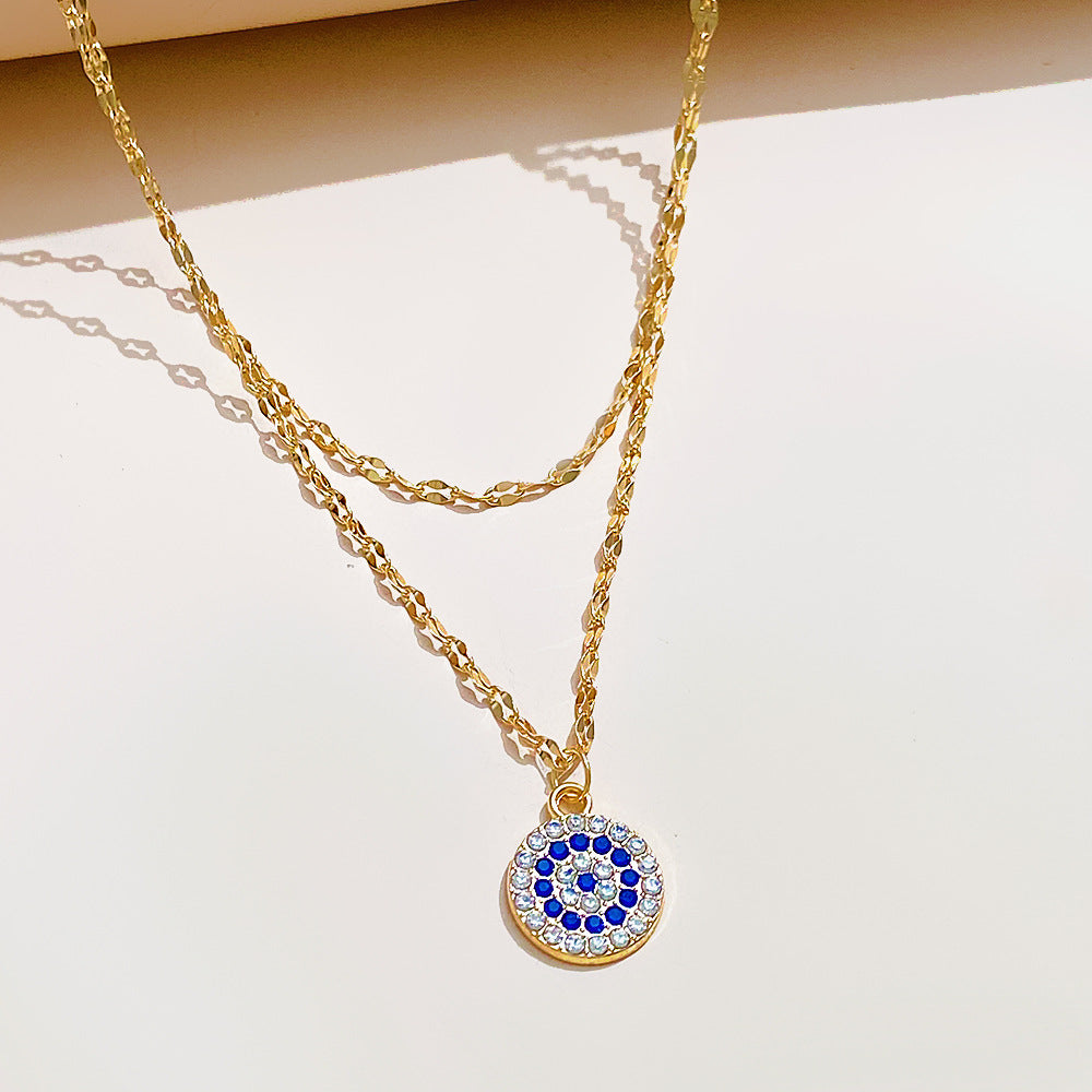 金屬眼睛雙層墜飾項鍊－細節特寫2｜https://igowo.tw/