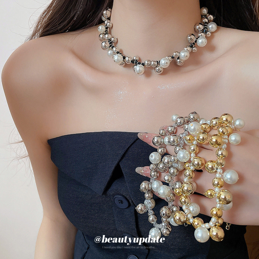 珍珠多層纏繞項鍊－商品主圖｜https://igowo.tw/
