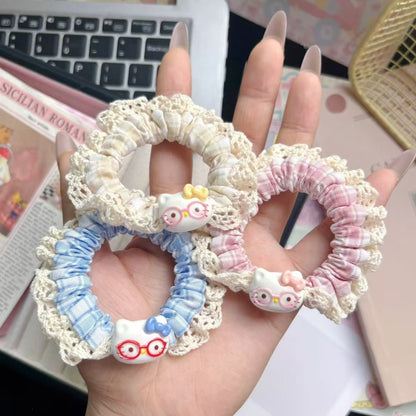 蕾絲貓咪卡通髮圈－第二視角實拍｜https://igowo.tw/