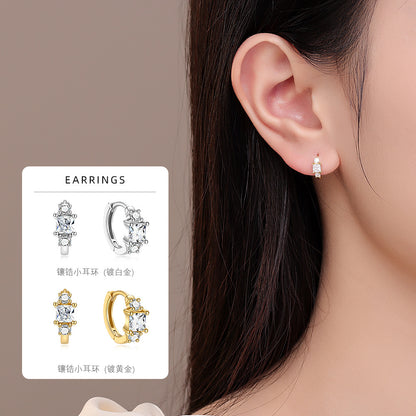 S925 鑲鑽方糖耳環女2026新款時尚創意個性百搭精致耳扣耳飾品