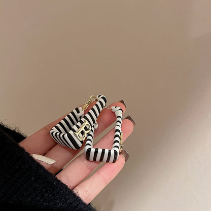 真金電鍍銀針豹紋星星圓圈耳環歐美潮流設計感耳墜氣質氛圍感耳飾
