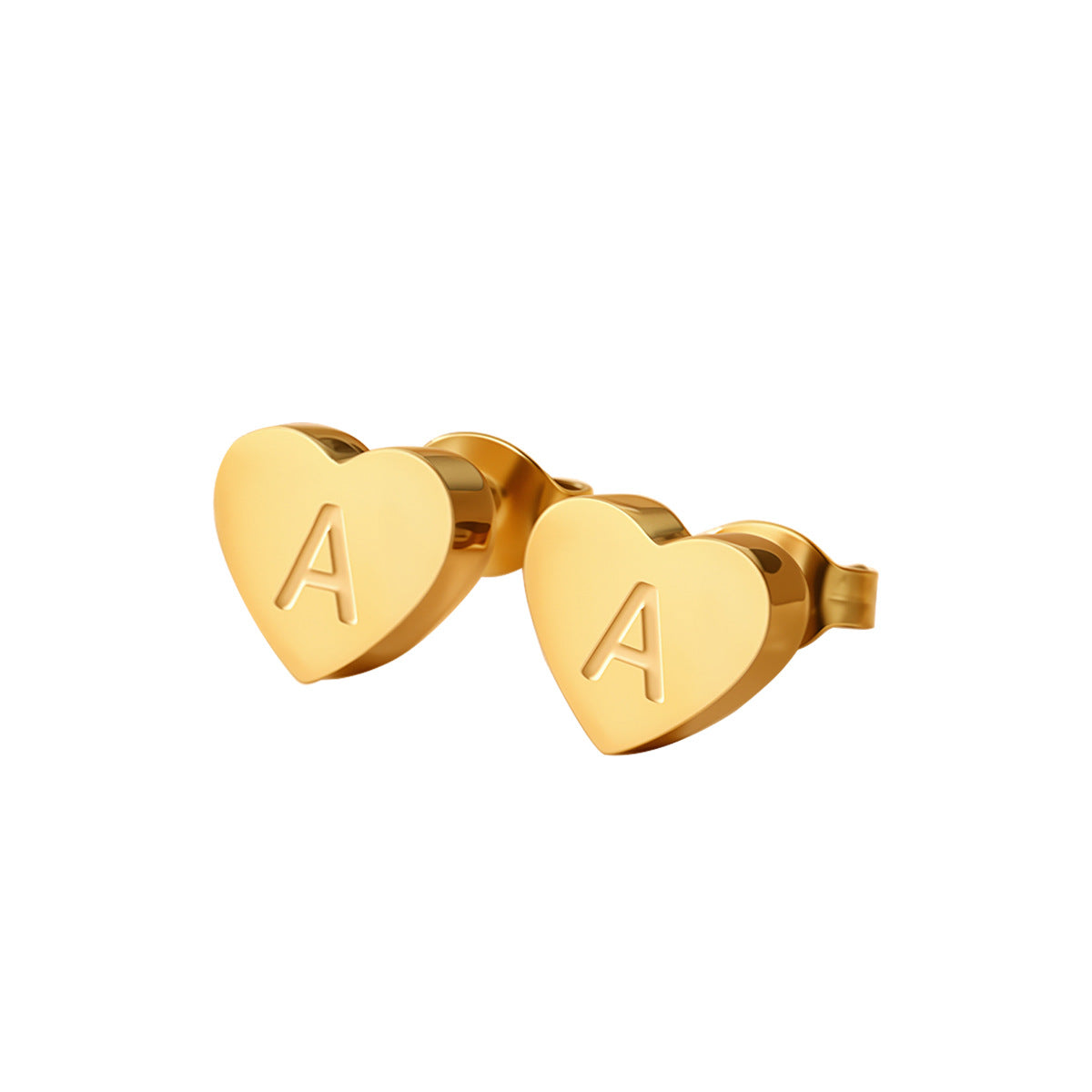 不鏽鋼愛心字母耳釘－細節特寫3｜https://igowo.tw/