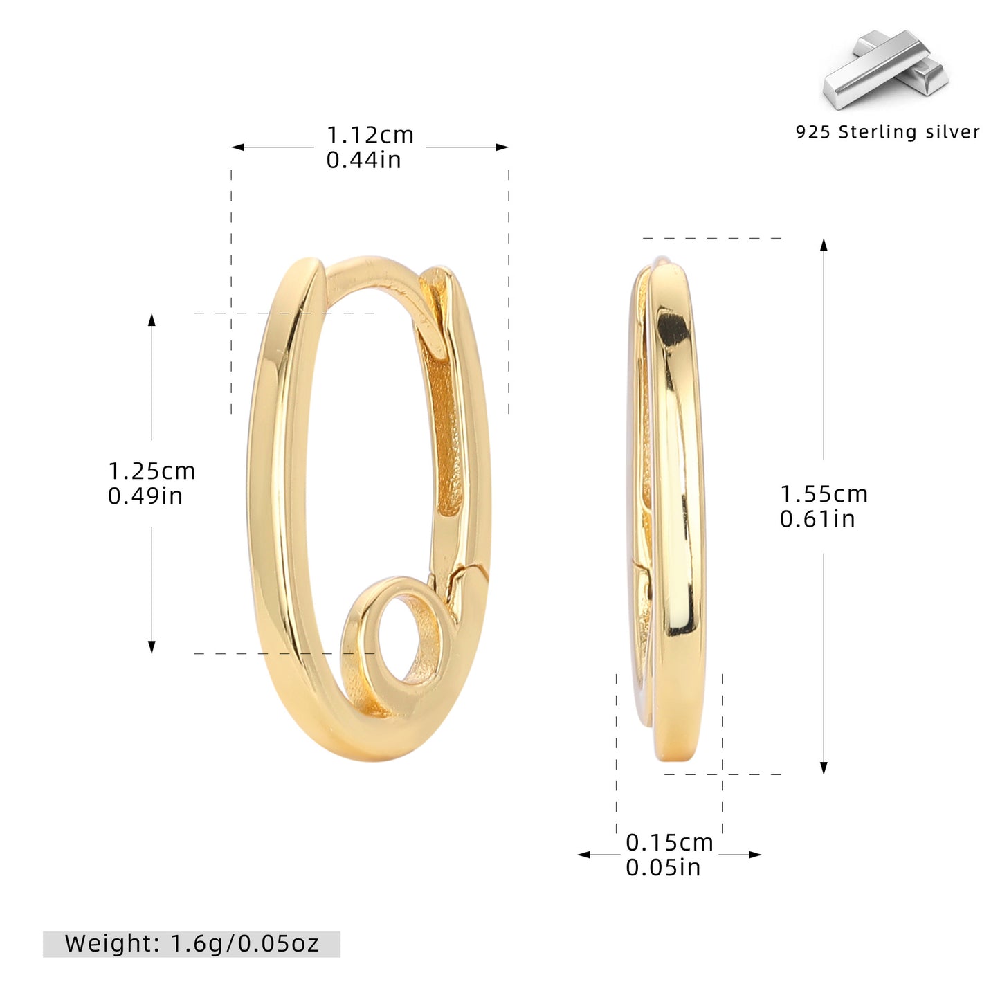 S925 歐美新款耳環時尚簡約冷淡風橢圓形耳飾ING小眾飾品