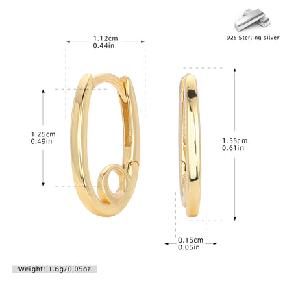 S925 歐美新款耳環時尚簡約冷淡風橢圓形耳飾ING小眾飾品
