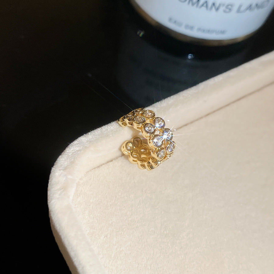 冷淡風鋯石方形水滴耳夾女無耳洞輕奢高級感耳骨夾設計感小眾耳飾