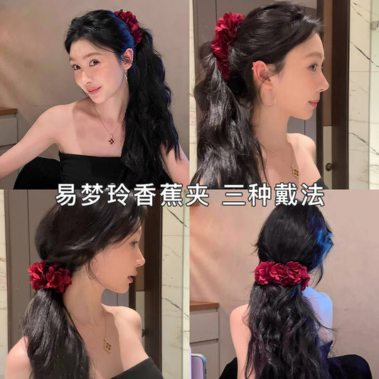 壓克力布面花朵髮夾－商品主圖｜https://igowo.tw/