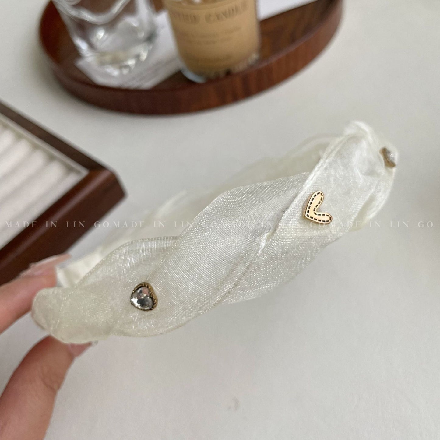 鋯石愛心編織髮箍