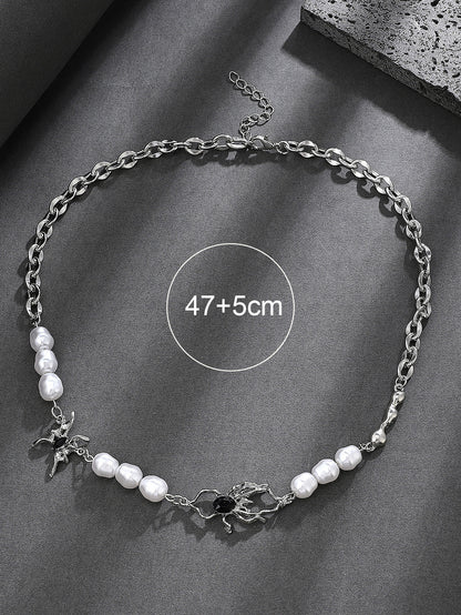 黑色蜘蛛墜飾長版項鍊－啞黑0728款細節13｜https://igowo.tw/