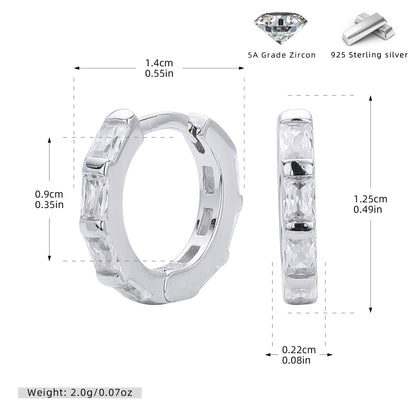 S925 新款耳環時尚多色方鋯圓形耳飾輕奢小眾高級感飾品