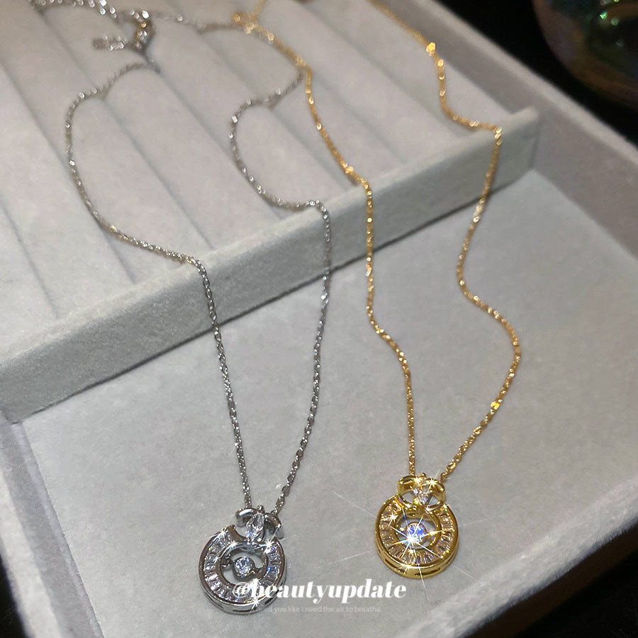 金色鋯石圓圈電鍍項鍊－項鍊-銀色款實拍｜https://igowo.tw/