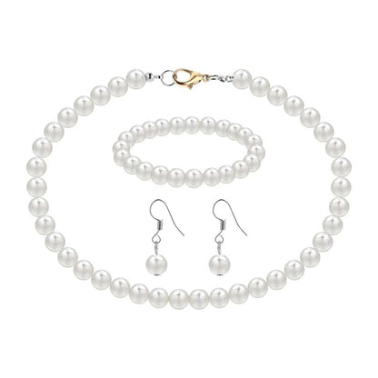 仿珍珠圓形手鏈耳環組
