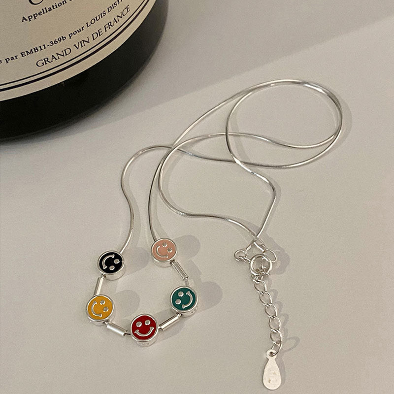彩色笑臉簡約項鍊－商品主圖｜https://igowo.tw/