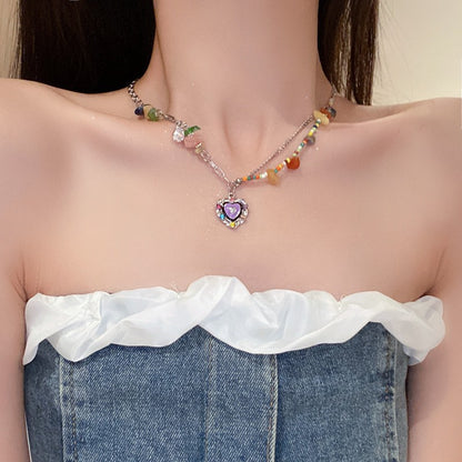 彩色星星愛心項鍊－27#項鍊-銀彩色愛心款細節｜https://igowo.tw/