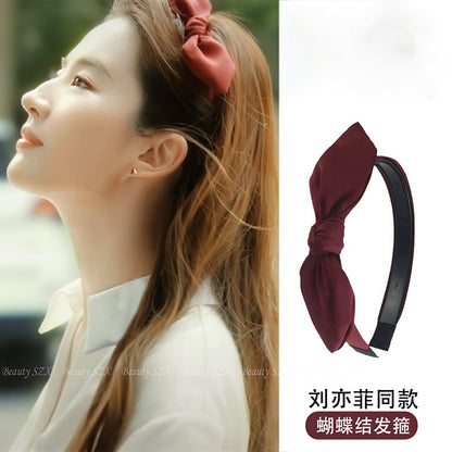 紅色玫瑰髮箍－蝴蝶結款實拍｜https://igowo.tw/