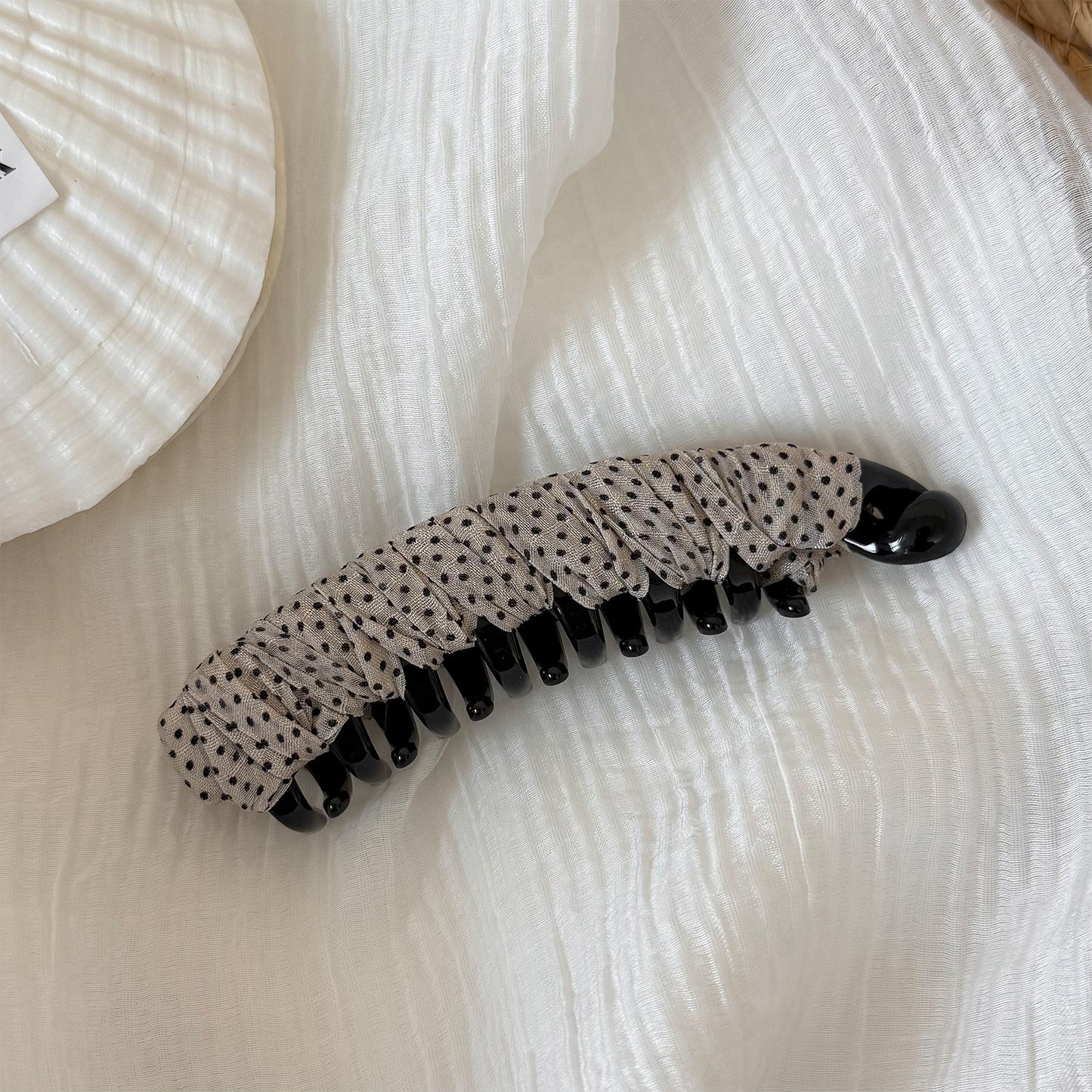 網紗布面波點纏繞髮夾