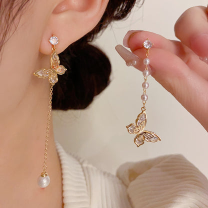 蝴蝶流蘇不對稱耳墜－商品主圖｜https://igowo.tw/