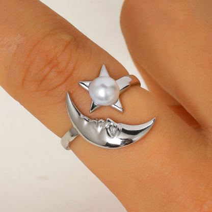 珍珠月亮多層戒指套組－08戒指三件套款細節6｜https://igowo.tw/