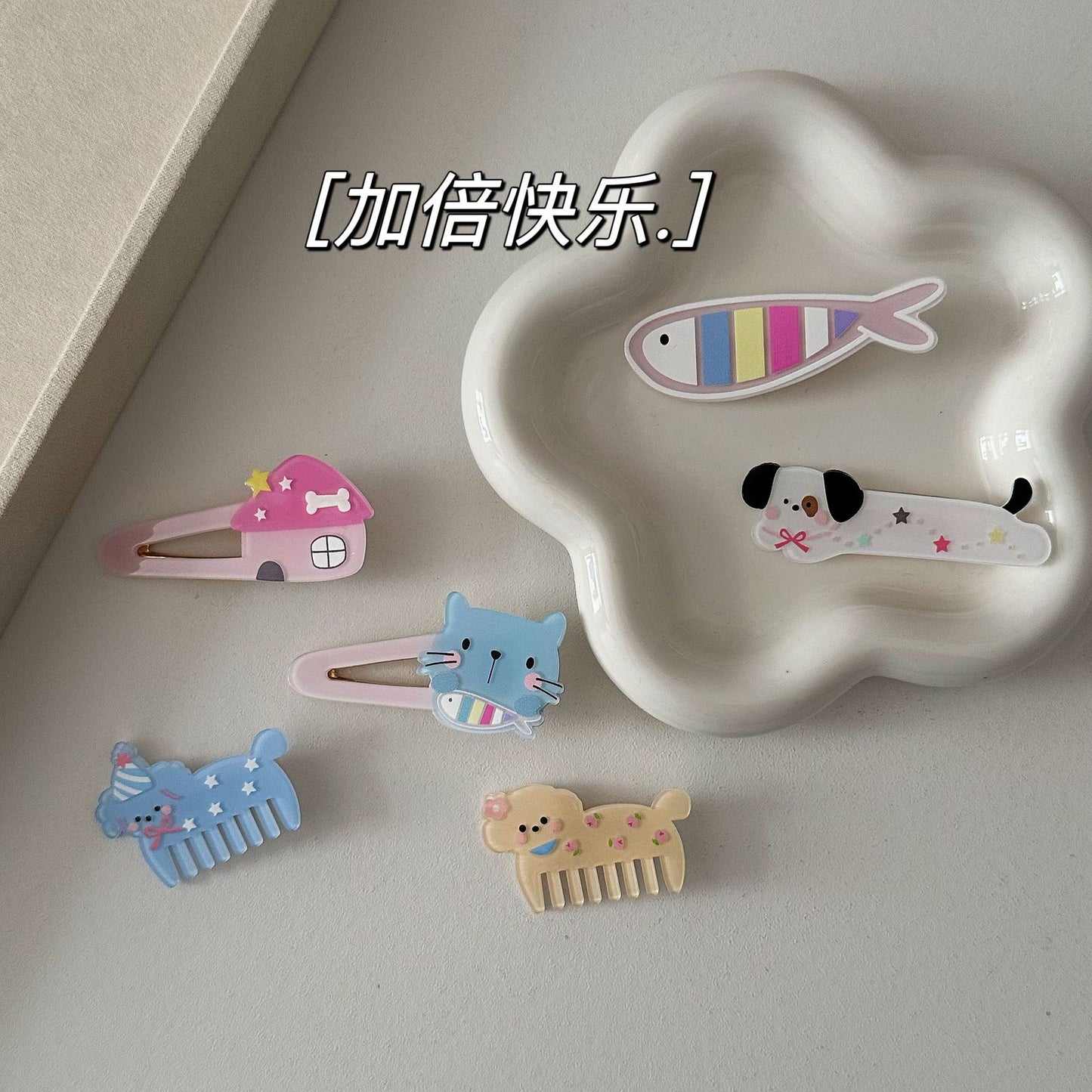 繽紛貓咪卡通髮夾－商品主圖｜https://igowo.tw/