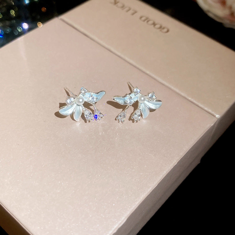 清冷感鋯石滴油花朵手鏈耳釘首飾套裝輕奢高級感甜美風絕美飾品女
