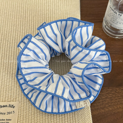 蕾絲大腸圈鏤空髮圈－黑色蕾絲-兩層款細節｜https://igowo.tw/