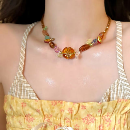 彩色串珠花朵項鍊－商品主圖｜https://igowo.tw/
