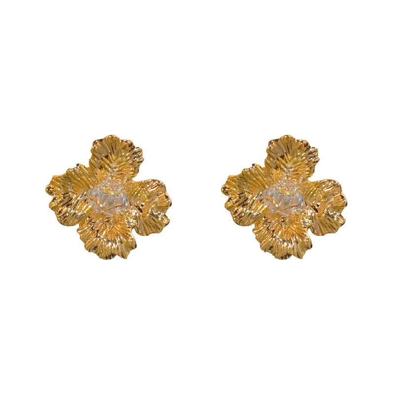 金屬花朵復古簡約耳釘