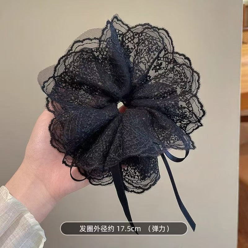 蕾絲網紗髮圈－細節特寫10｜https://igowo.tw/
