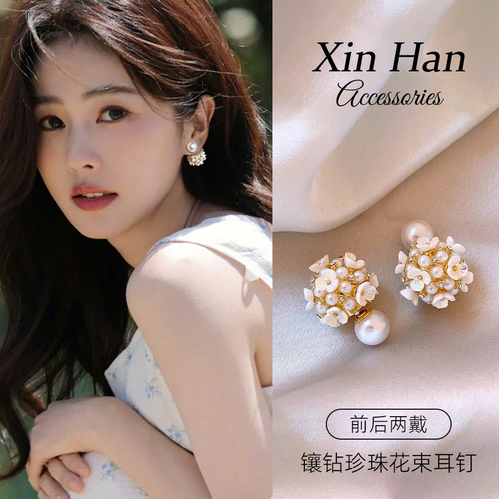 珍珠兩用鑲鑽耳釘－商品主圖｜https://igowo.tw/