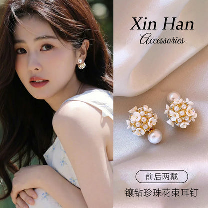 珍珠兩用鑲鑽耳釘－商品主圖｜https://igowo.tw/