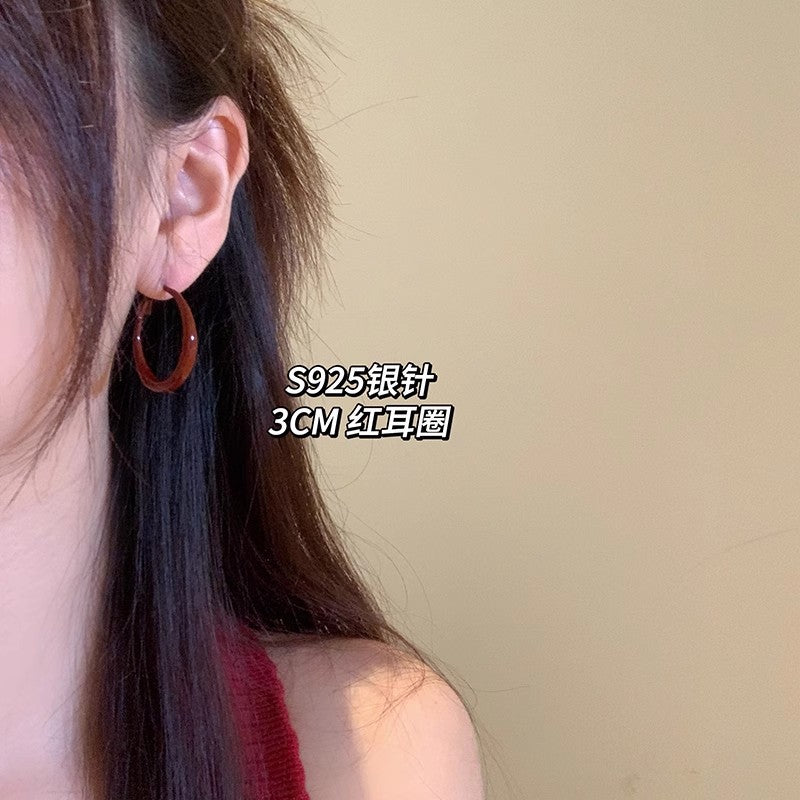 S925素圈誇張耳環－銀款細節｜https://igowo.tw/