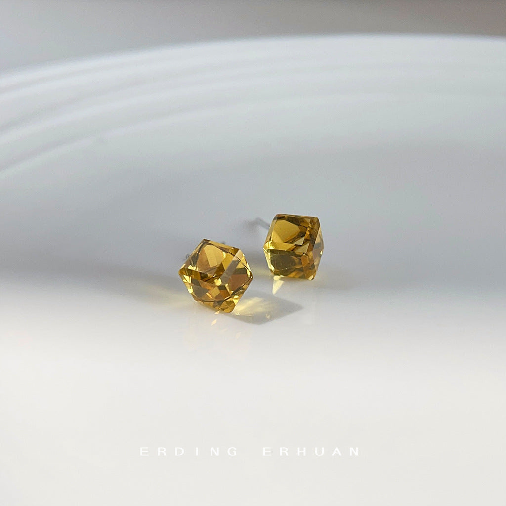 水晶玻璃方形簡約耳釘