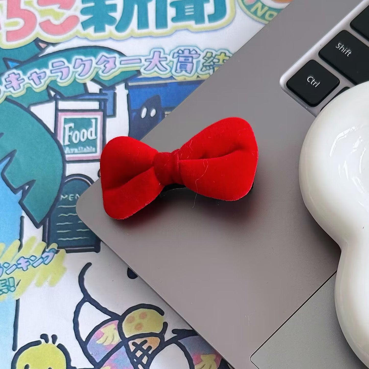 絨面蝴蝶結髮夾