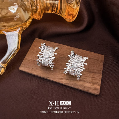 鋯石C形編織耳釘