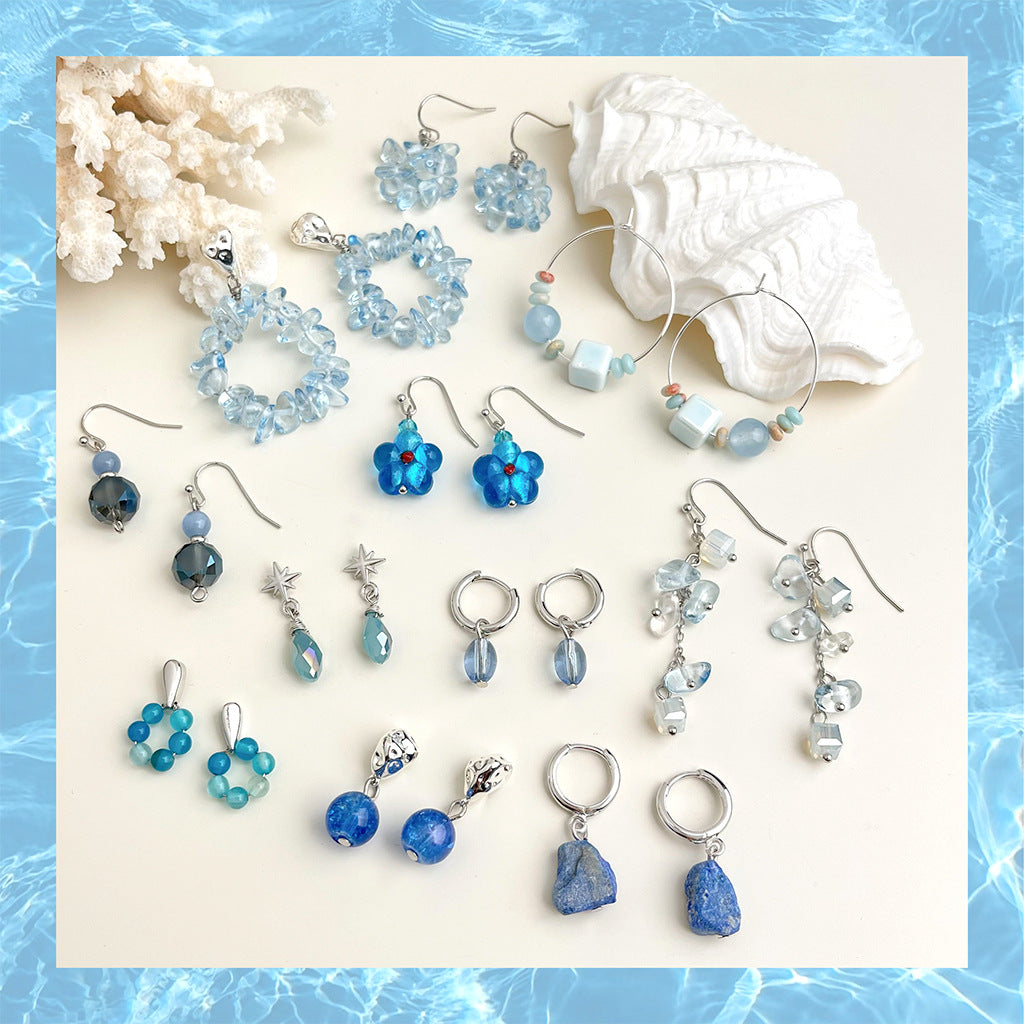 藍色簡約耳環－商品主圖｜https://igowo.tw/