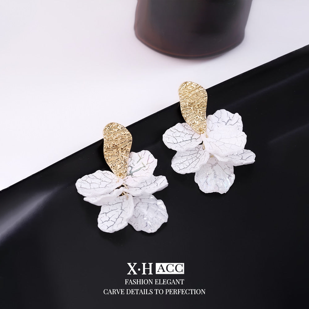 銀針貝殼花朵耳環