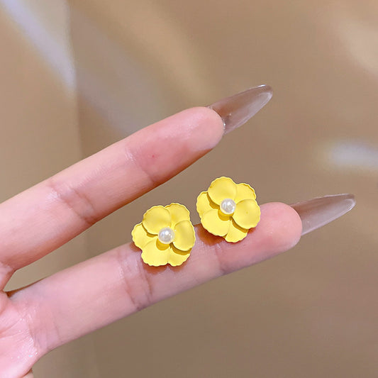 黃色花朵耳釘－商品主圖｜https://igowo.tw/